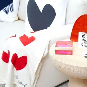 Heart Print Red and White Throw Blanket